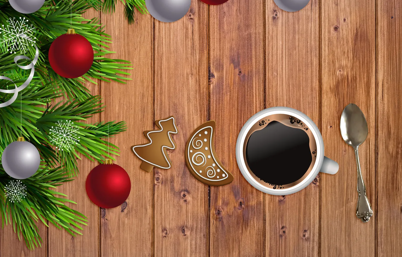 Фото обои кофе, ветка, Новый Год, Рождество, чашка, открытка, шаблон
