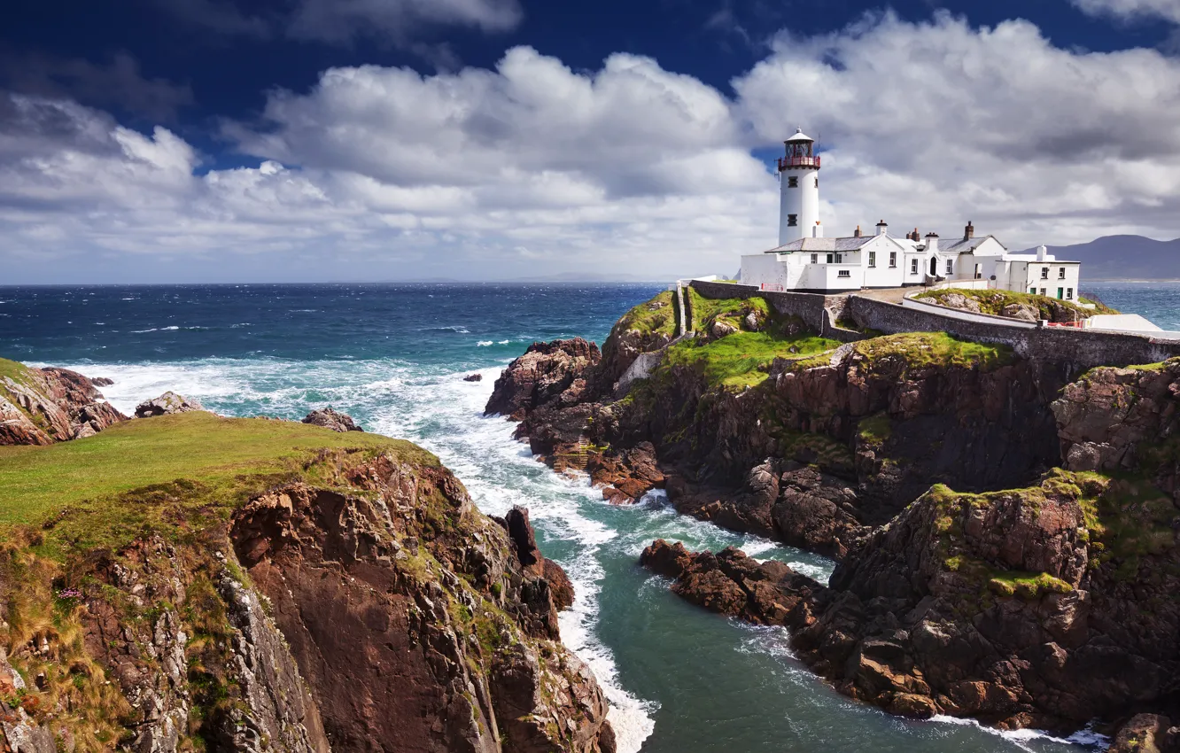 Фото обои шторм, океан, скалы, маяк, The Fanad Lighthouse