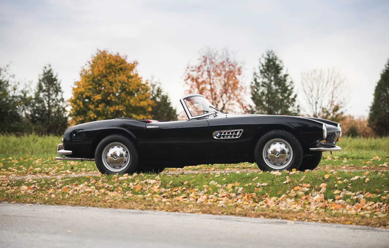 Фото обои BMW, retro, 507, cabriolet, side view, BMW 507