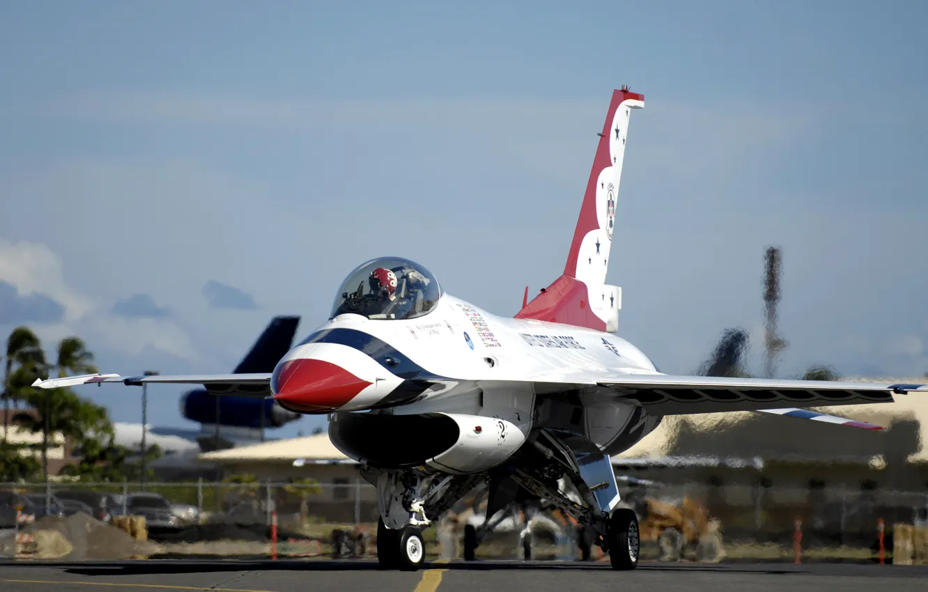 Фото обои истребитель, general, fighting, falcon, f-16, dynamics, thunderbirds