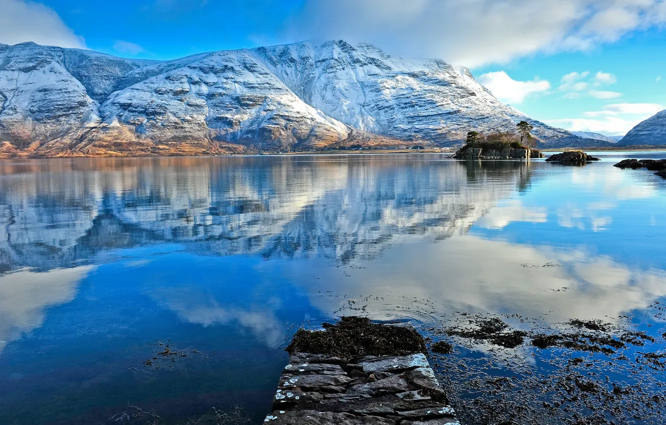 Фото обои горы, озеро, отражение