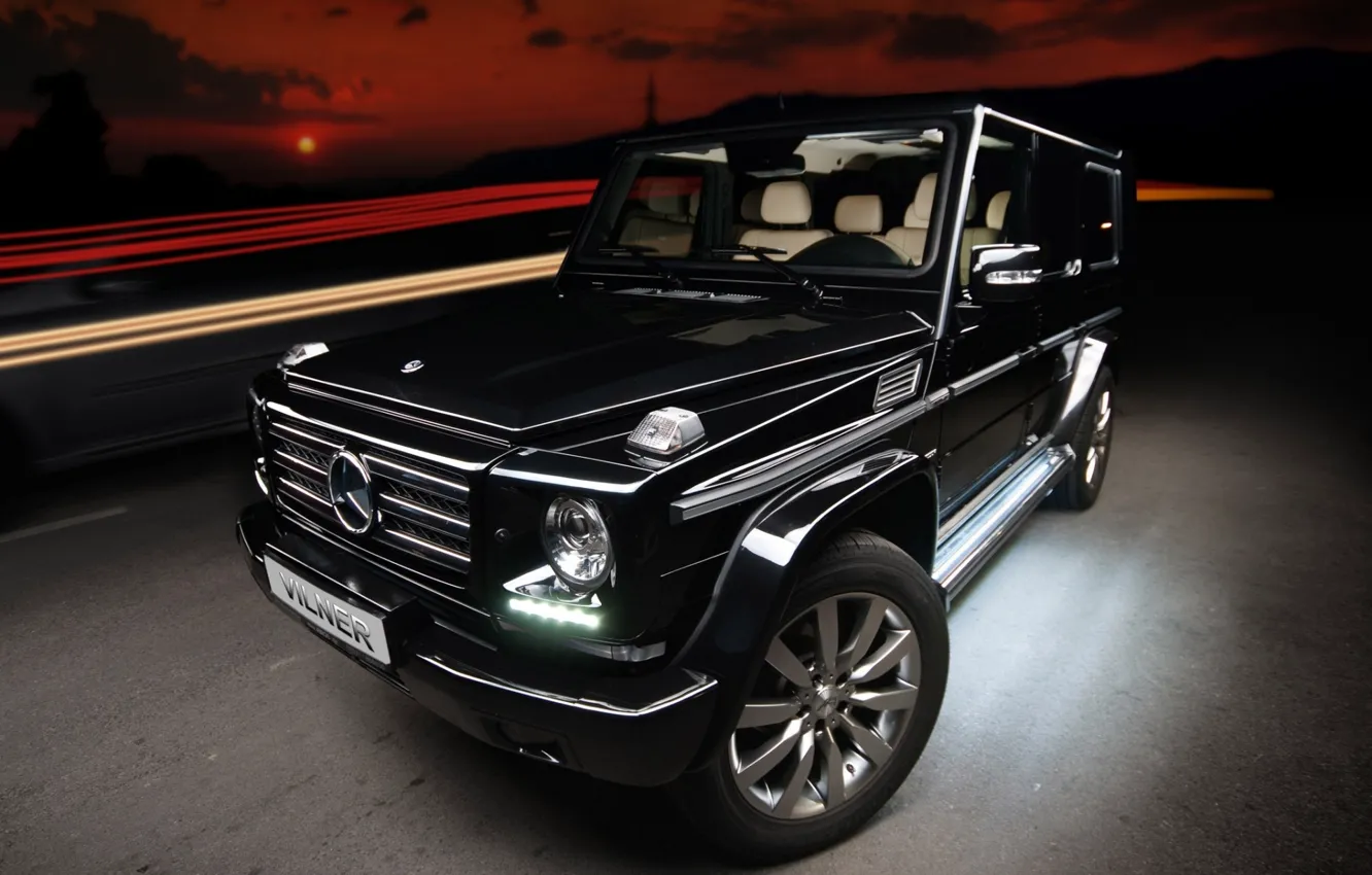 Фото обои чёрный, тюнинг, Mercedes-Benz, джип, внедорожник, мерседес, tuning, передок