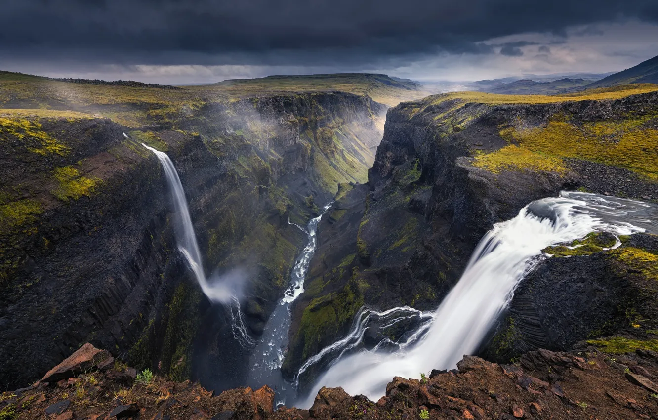 Фото обои река, каньон, ущелье, водопады, Исландия
