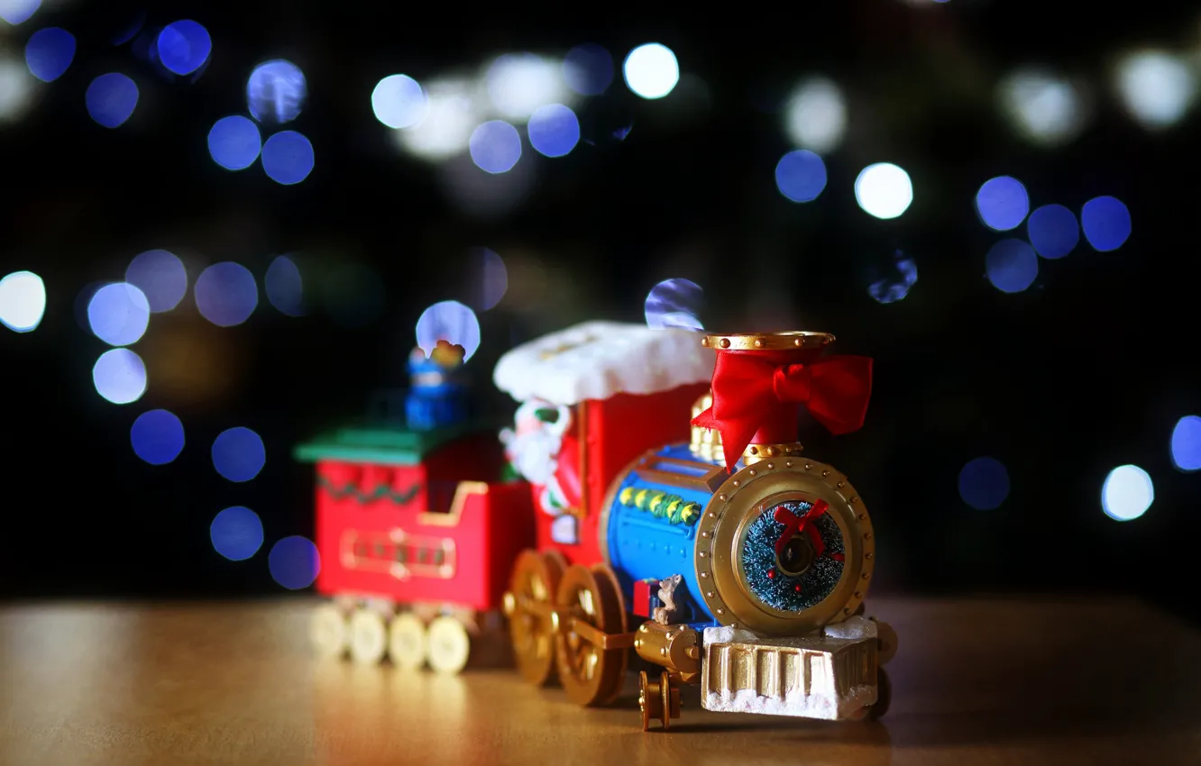 Фото обои lights, Christmas, train