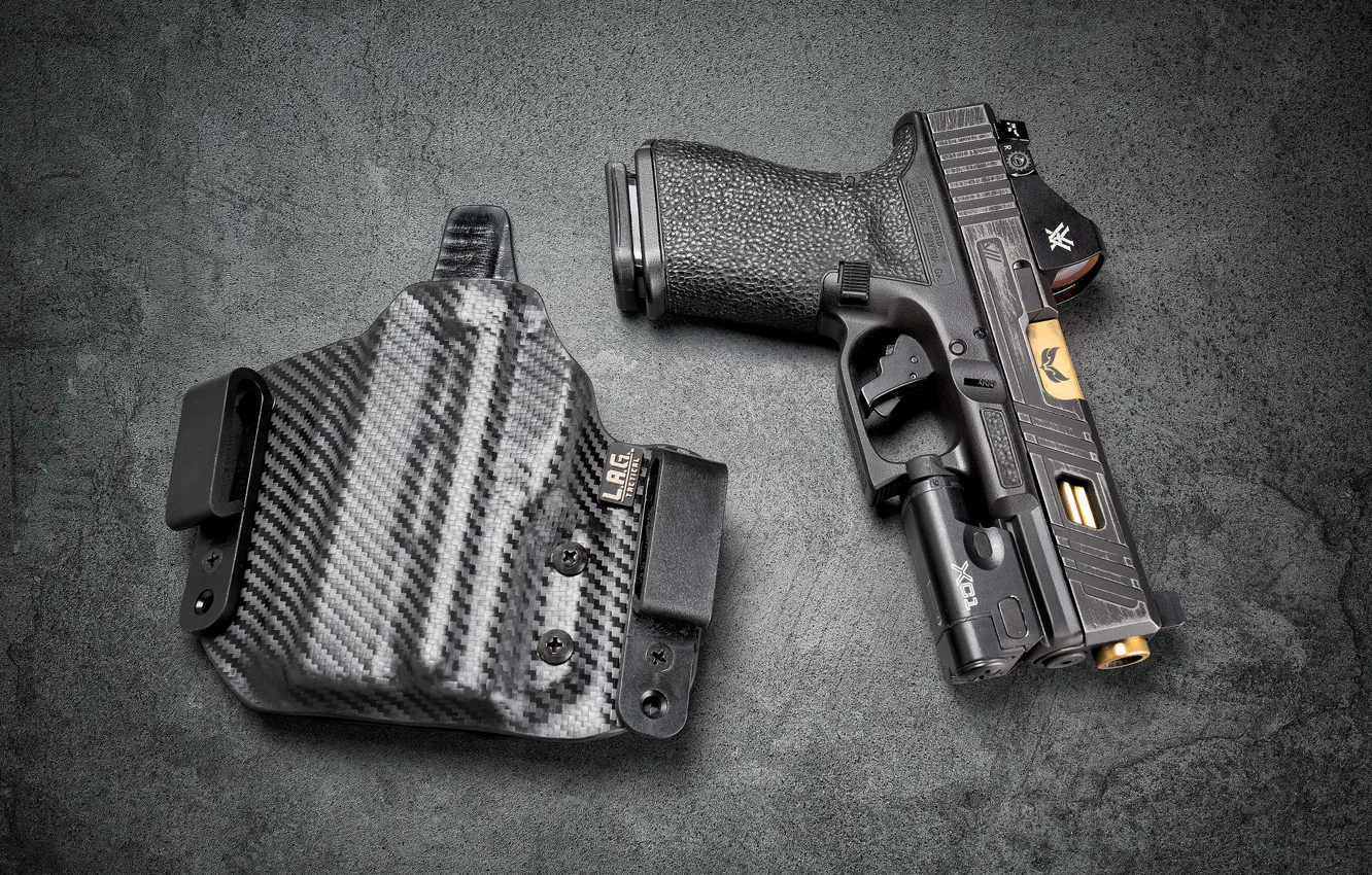 Фото обои пистолет, кобура, Glock 19, самозарядный