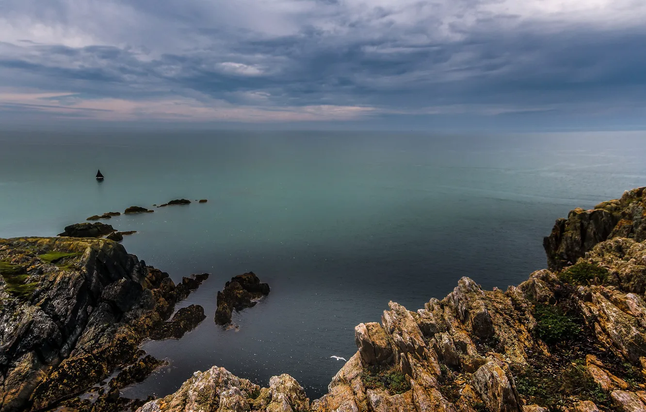Фото обои море, пейзаж, скалы, Уэльс