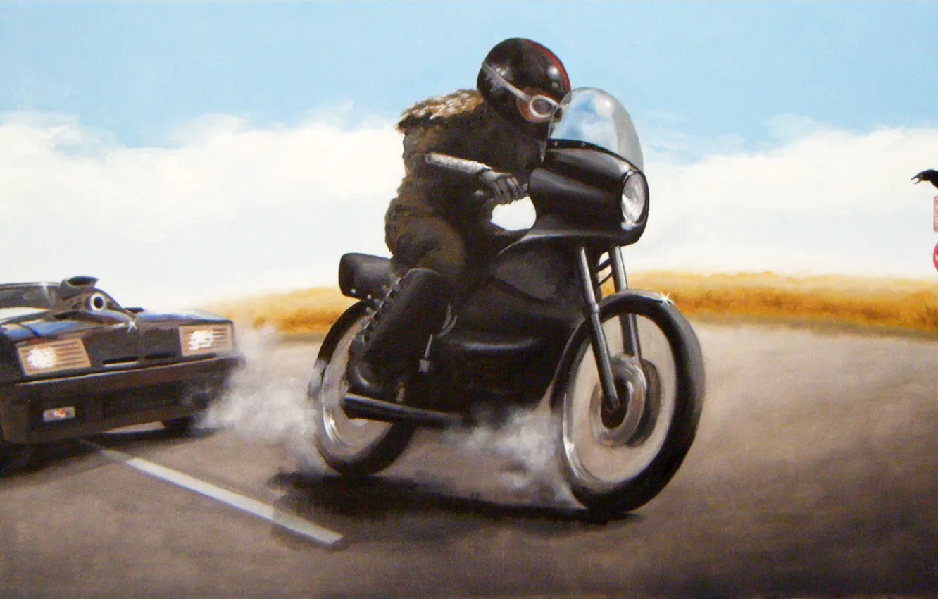Фото обои Авто, Форд, Мотоцикл, Car, Автомобиль, Art, Auto, Moto