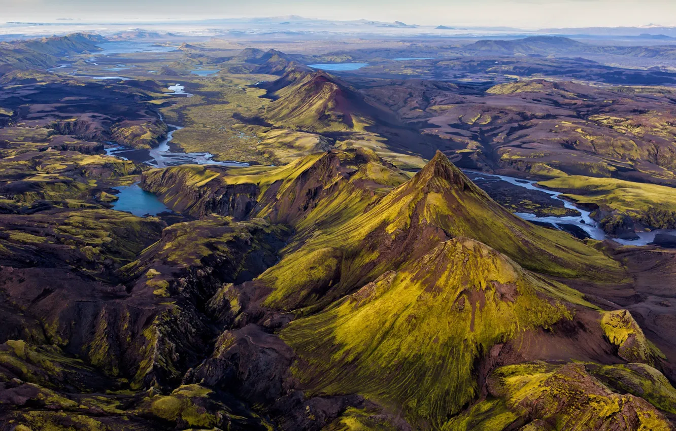 Фото обои горы, долина, Исландия, реки, озёра