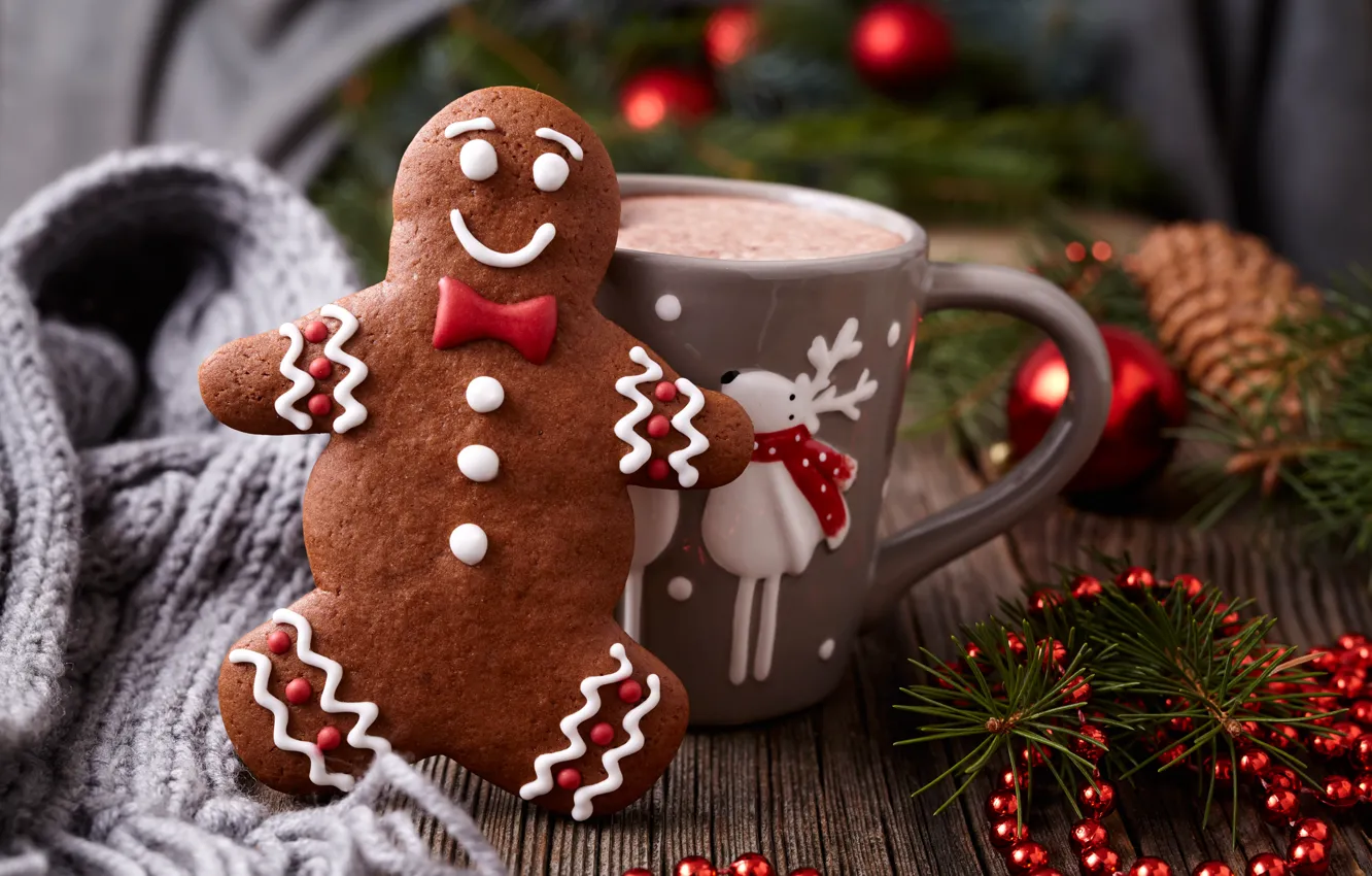 Фото обои Новый Год, печенье, Рождество, Christmas, выпечка, Xmas, глазурь, какао