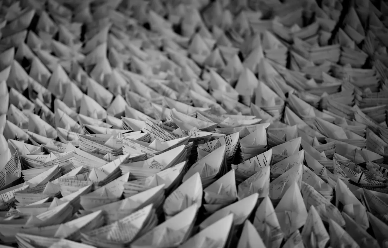 Фото обои бумага, корабли, оригами