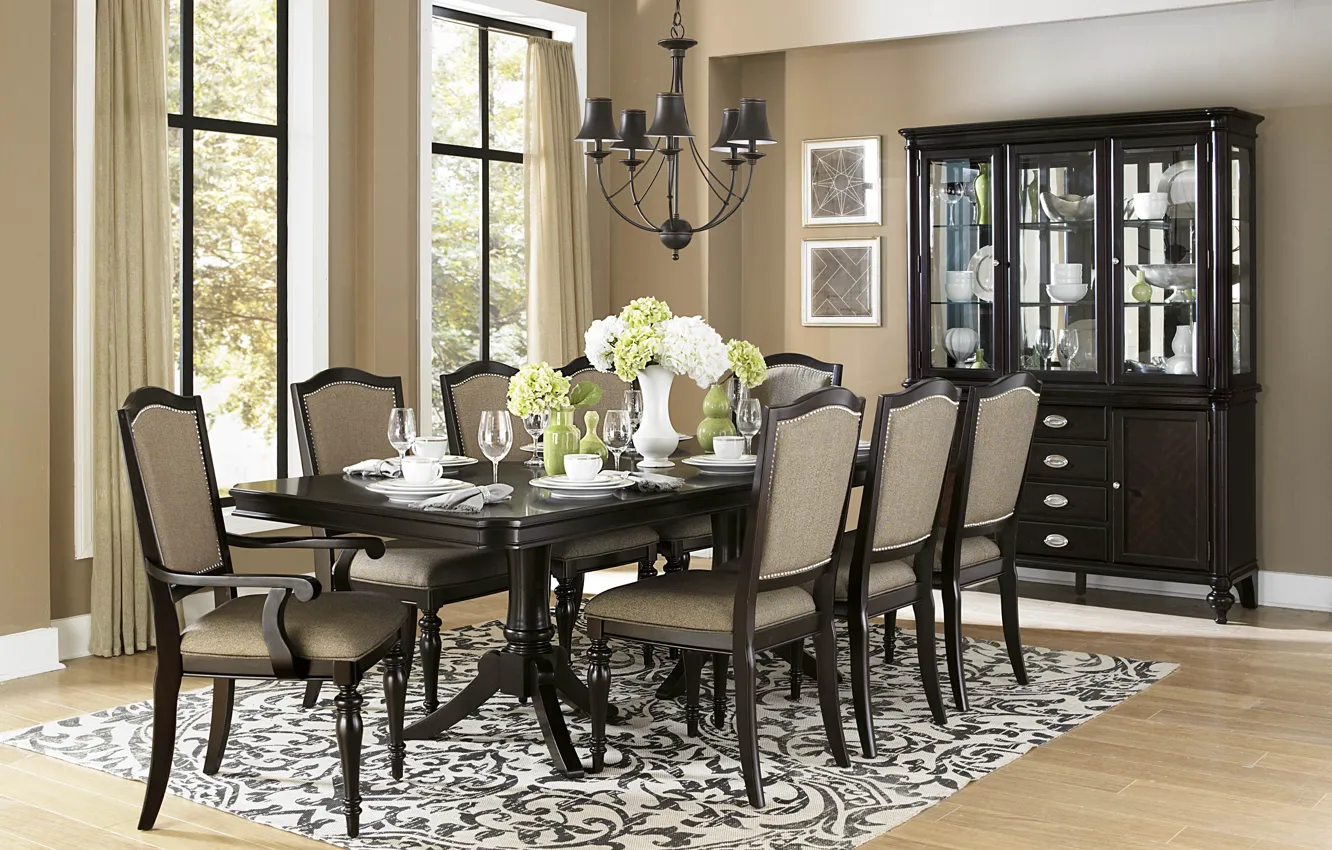 Фото обои стиль, комната, вилла, интерьер, столовая