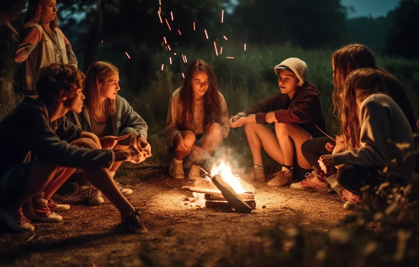 Фото обои friends, group, enjoying