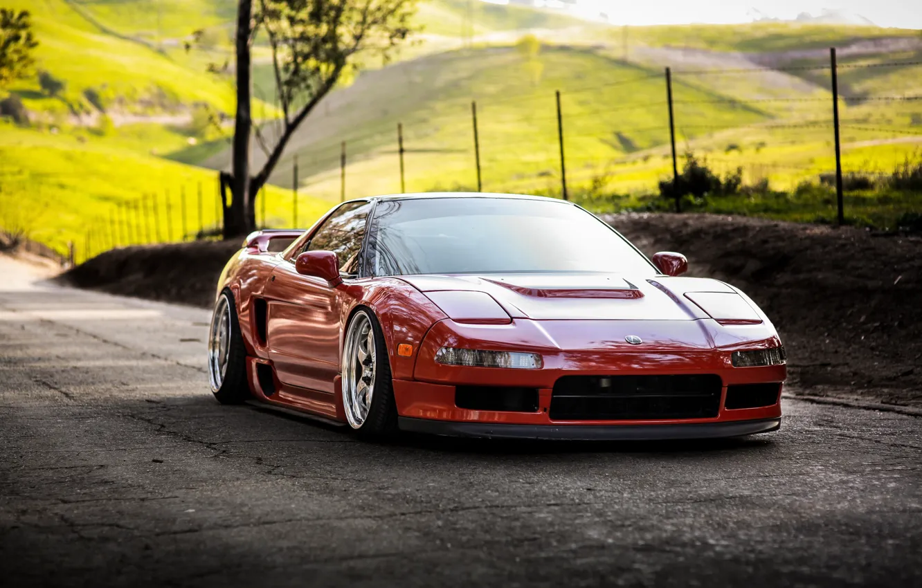 Фото обои Red, Honda, Road, Acura, NSX, Trees, Honda NSX, Hills