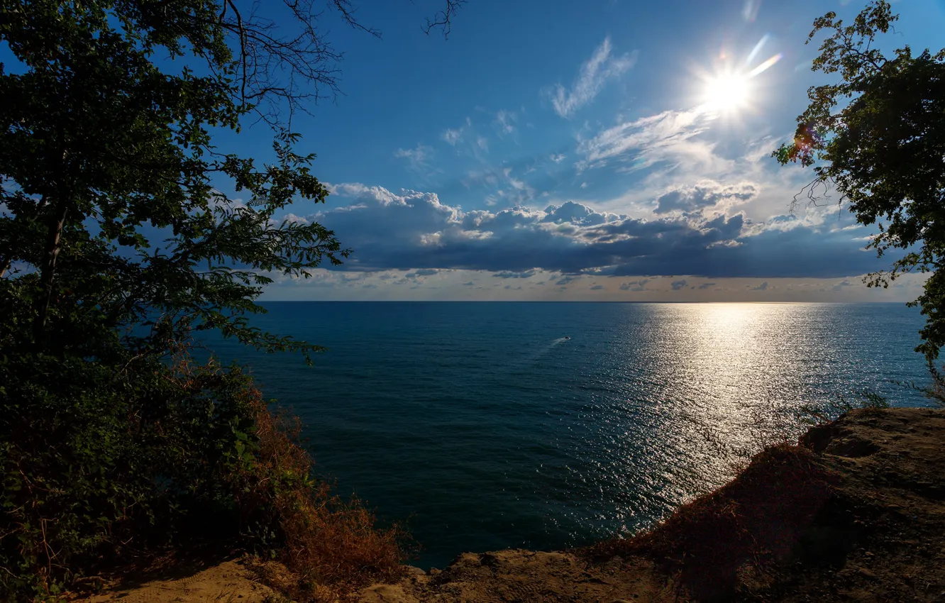 Фото обои море, небо, Россия, водная гладь, Чёрное море, Краснодарский край, Сергей Сергеев