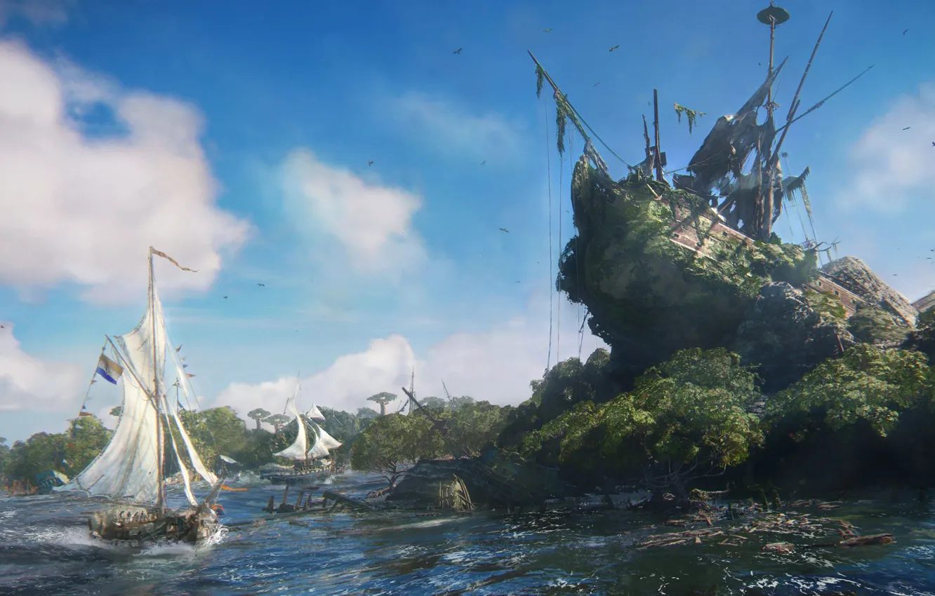Фото обои Корабли, Game, Ubisoft Singapore, Череп и кости, Парусные, Skull and Bones, 2023, Приключенческая видеоигра