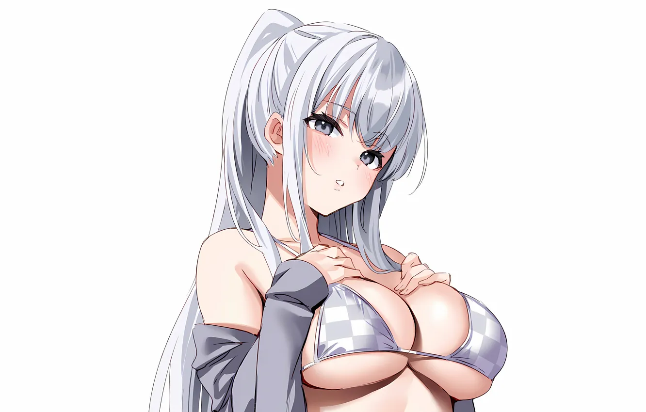 Фото обои girl, sexy, cleavage, long hair, boobs, sexy girl, anime, beautiful