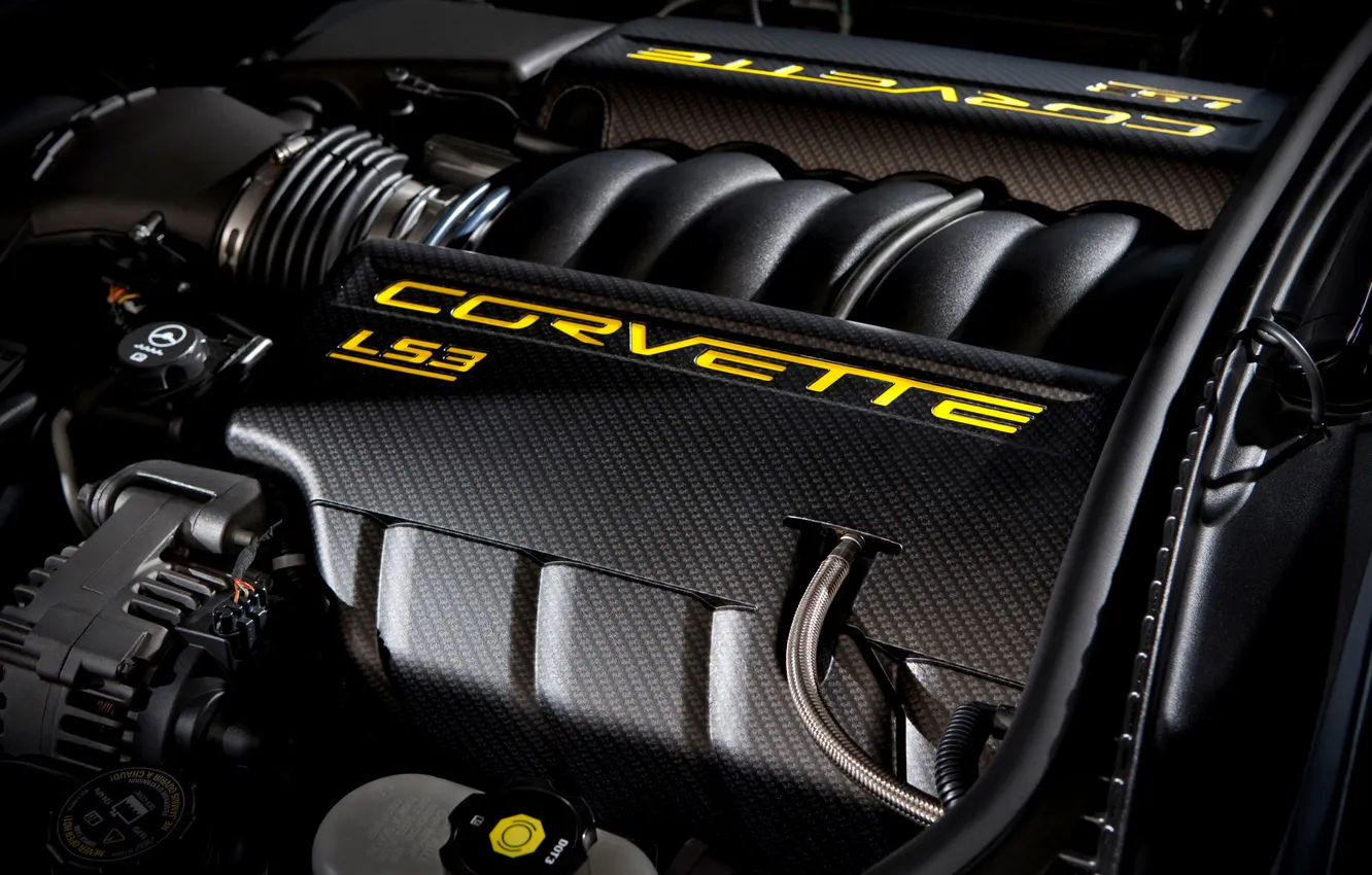 Фото обои двигатель, логотип, Corvette, Chevrolet, тачки, шевроле, движок, cars