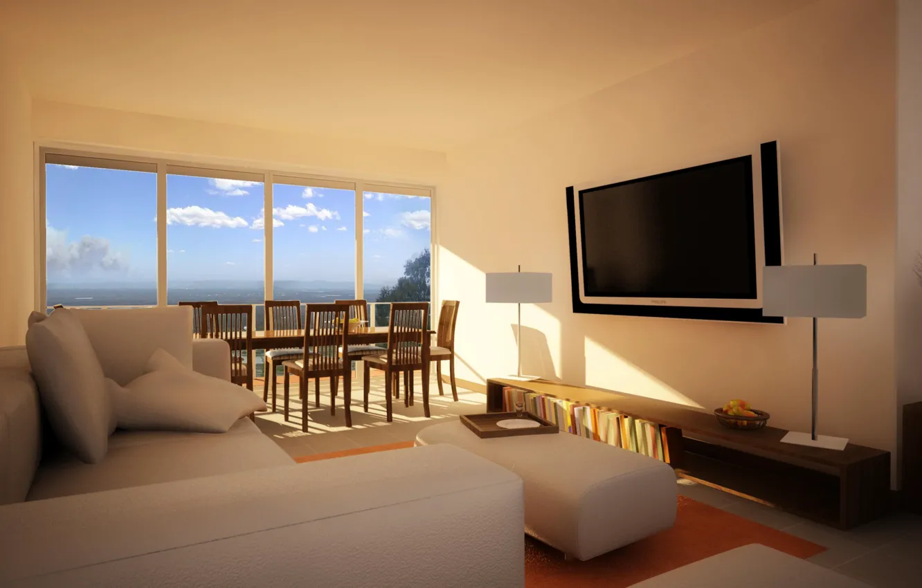 Фото обои interior, design. house, beige living room