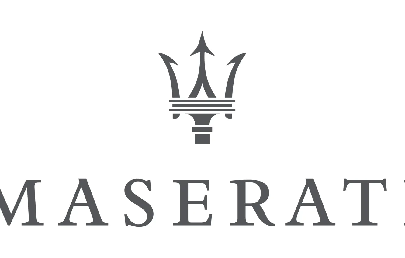 Фото обои белый, серый, лого, logo, white, maserati, мазерати, gray