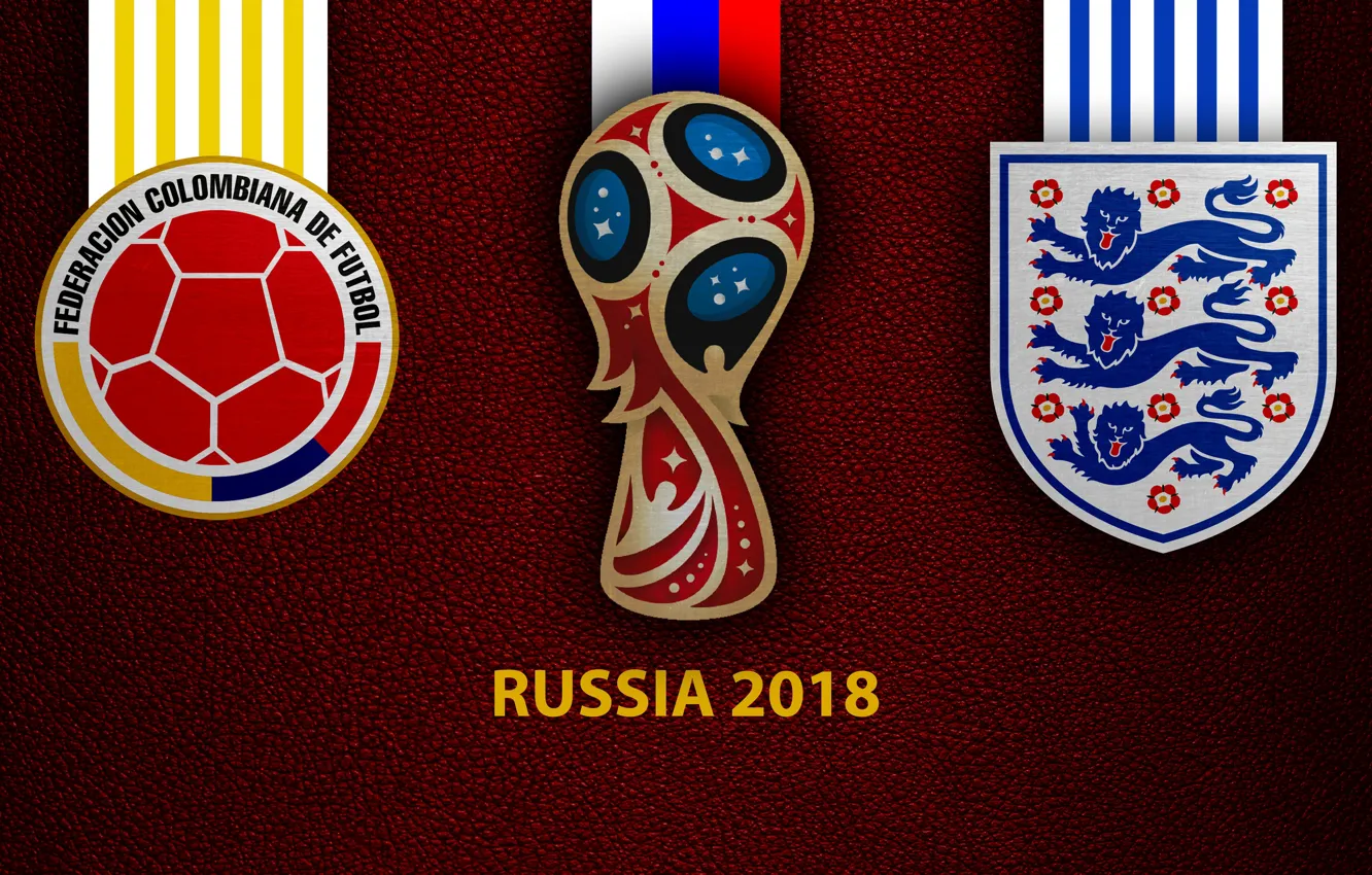 Фото обои wallpaper, sport, logo, football, FIFA World Cup, Russia 2018, Colombia vs England