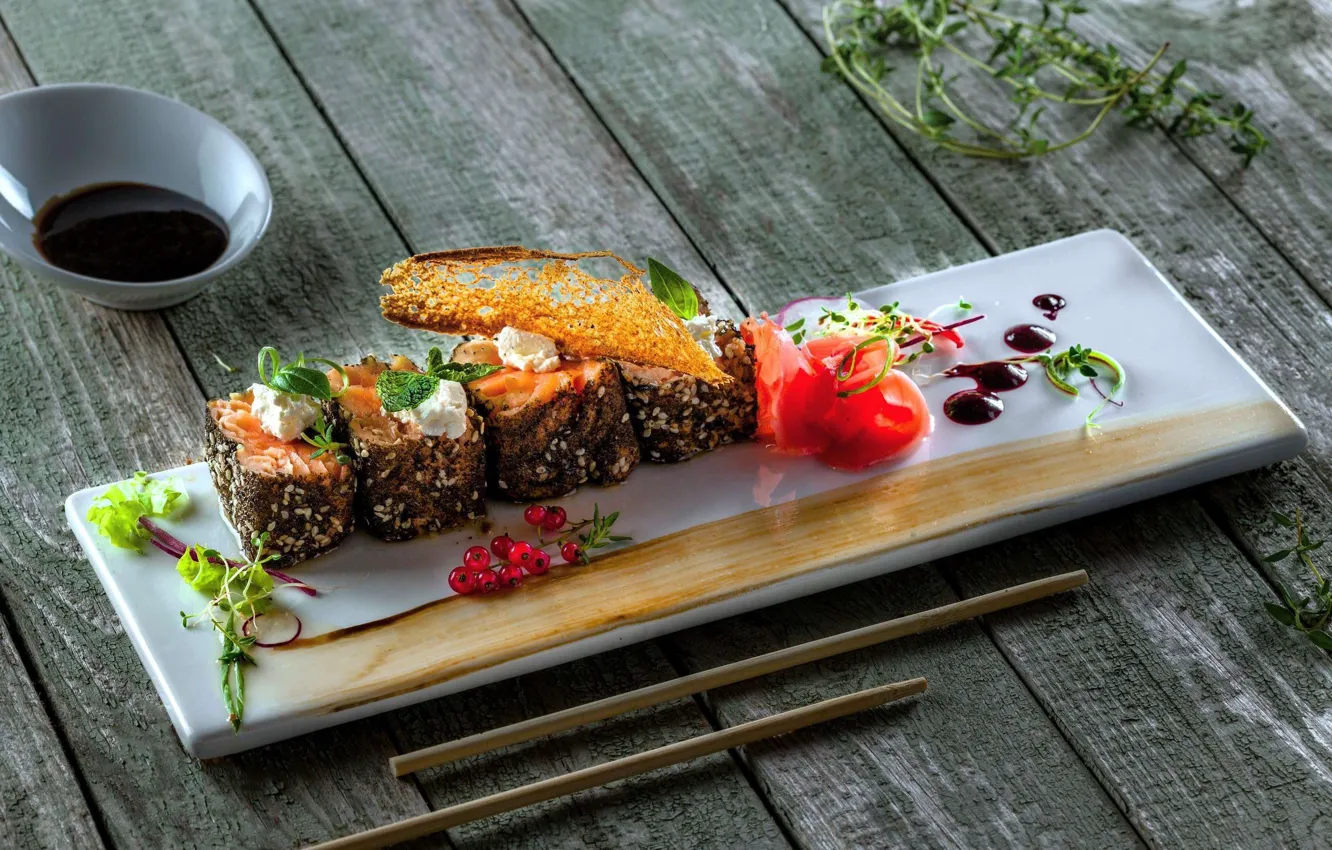 Фото обои еда, рыба, суши, роллы, морепродукты, японская