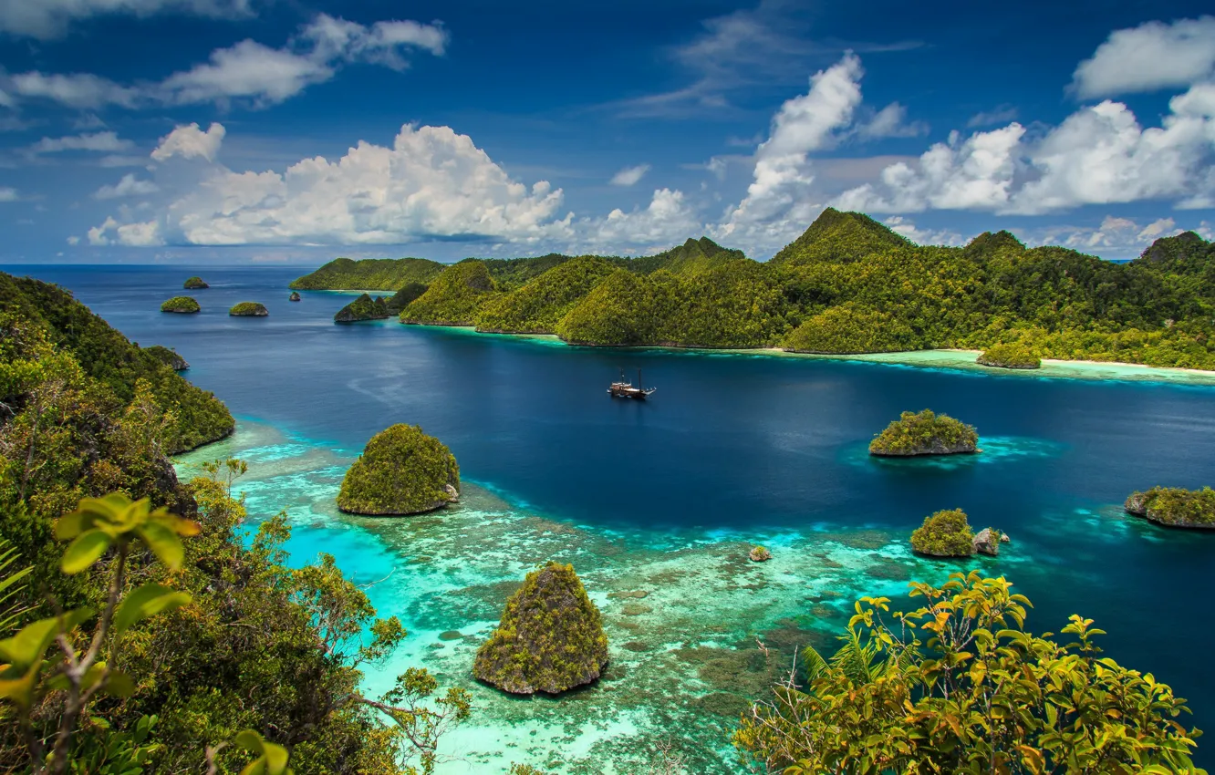 Фото обои море, острова, Индонезия, архипелаг, Раджа Ампат