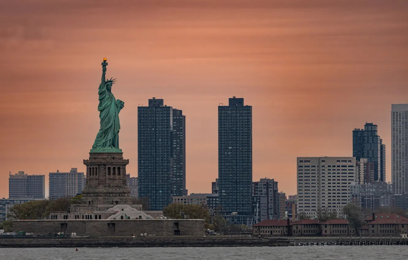 Фото обои ночь, город, new york