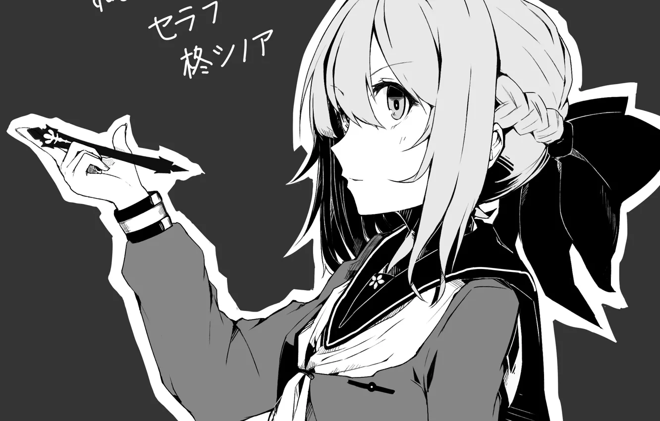 Фото обои девушка, монохромная, Owari no Seraph, Последний серафим, Хиираги Шиноа, Hiiragi Shinoa