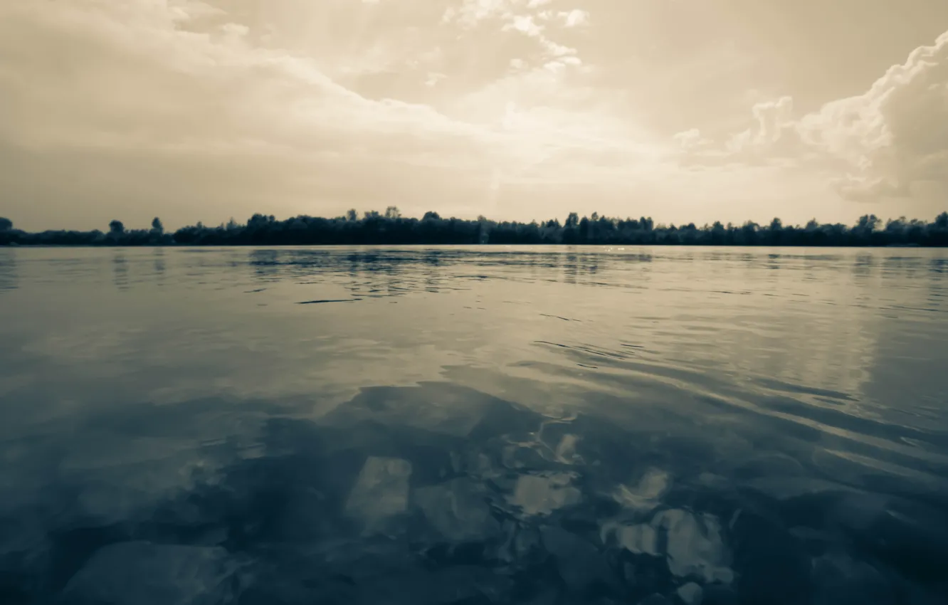 Фото обои небо, вода, река, камни