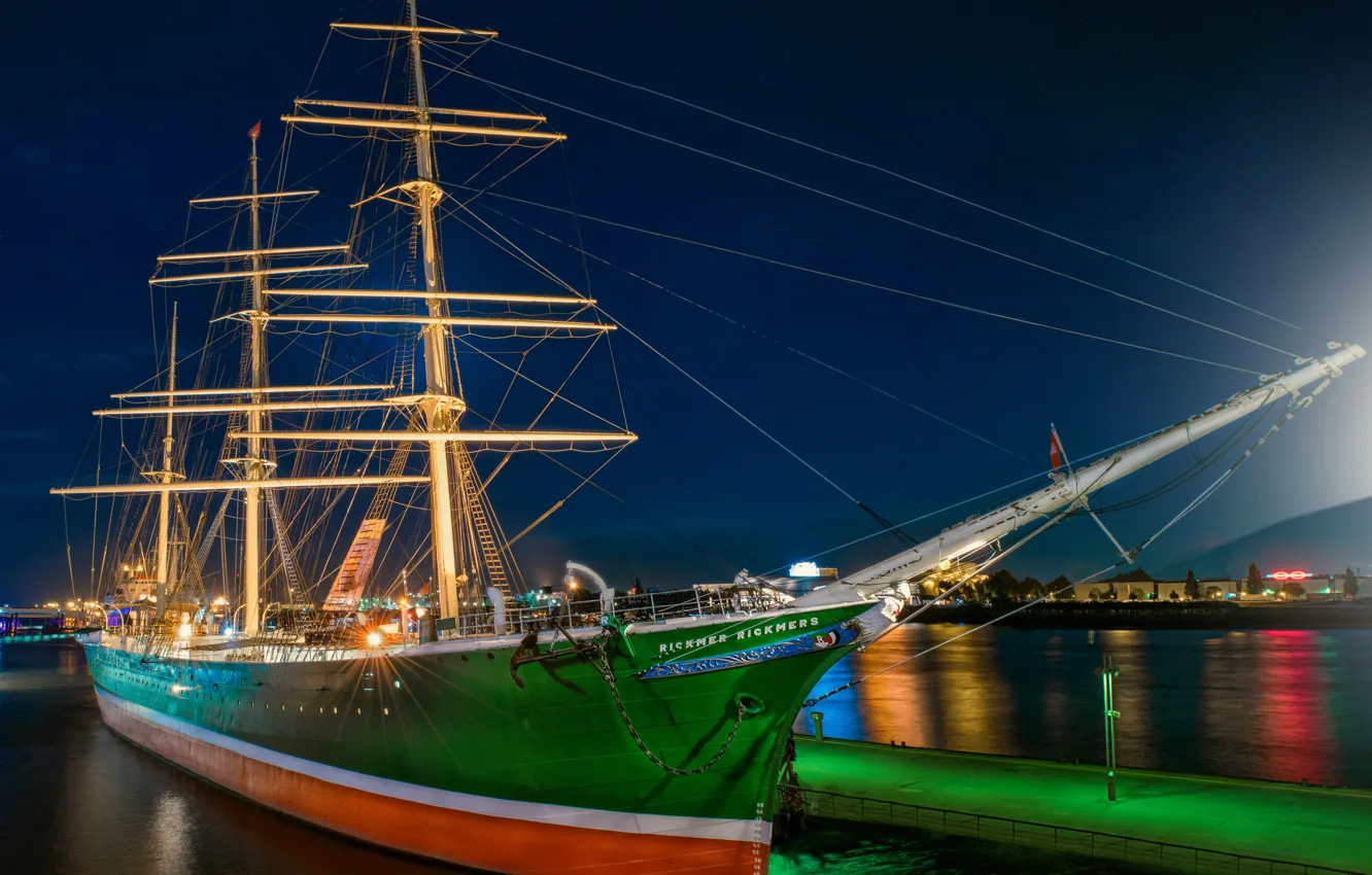 Фото обои корабль, музей, Гамбург, барк, Rickmer Rickmers