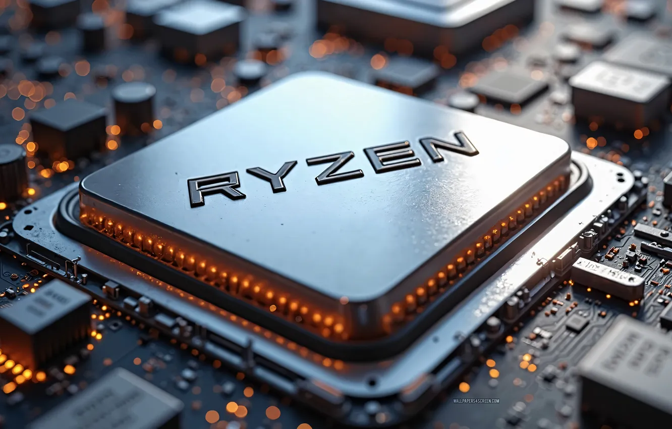 Фото обои hi-tech, processor, chip, Ryzen, Ryzen Logo