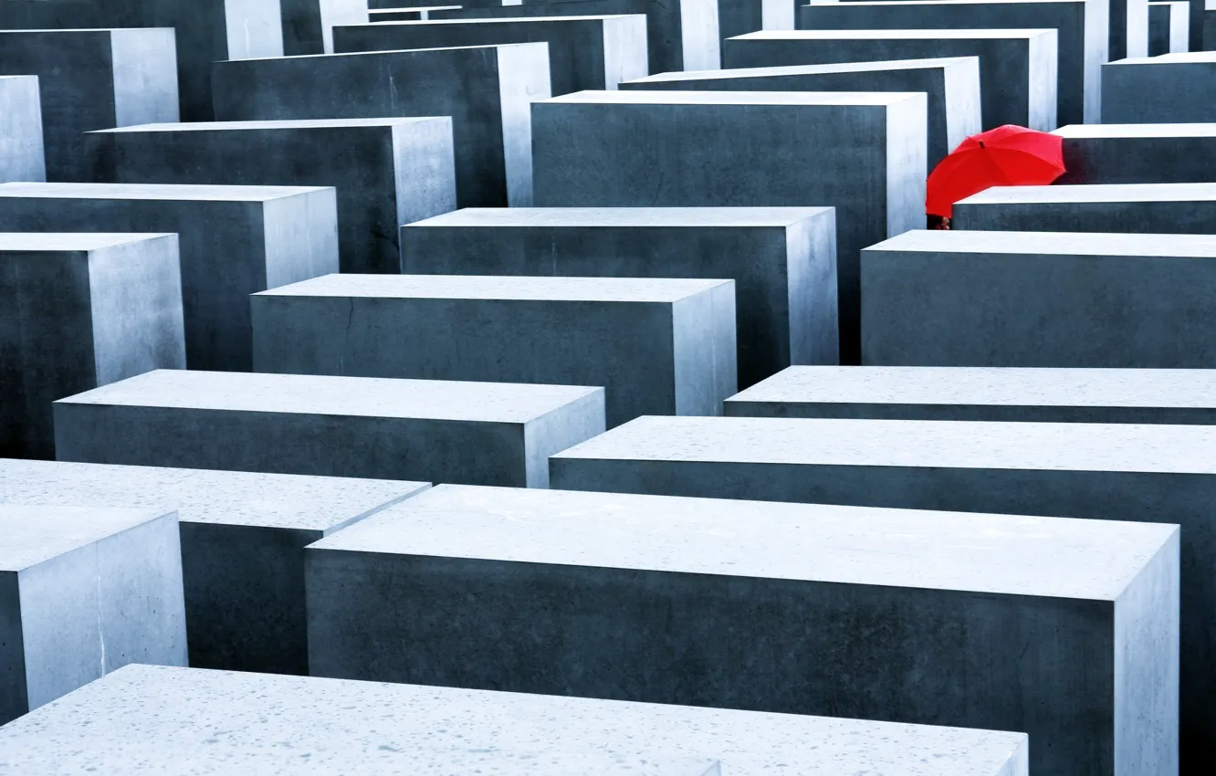 Фото обои красный, абстракция, фон, зонт, плита, разное, walls