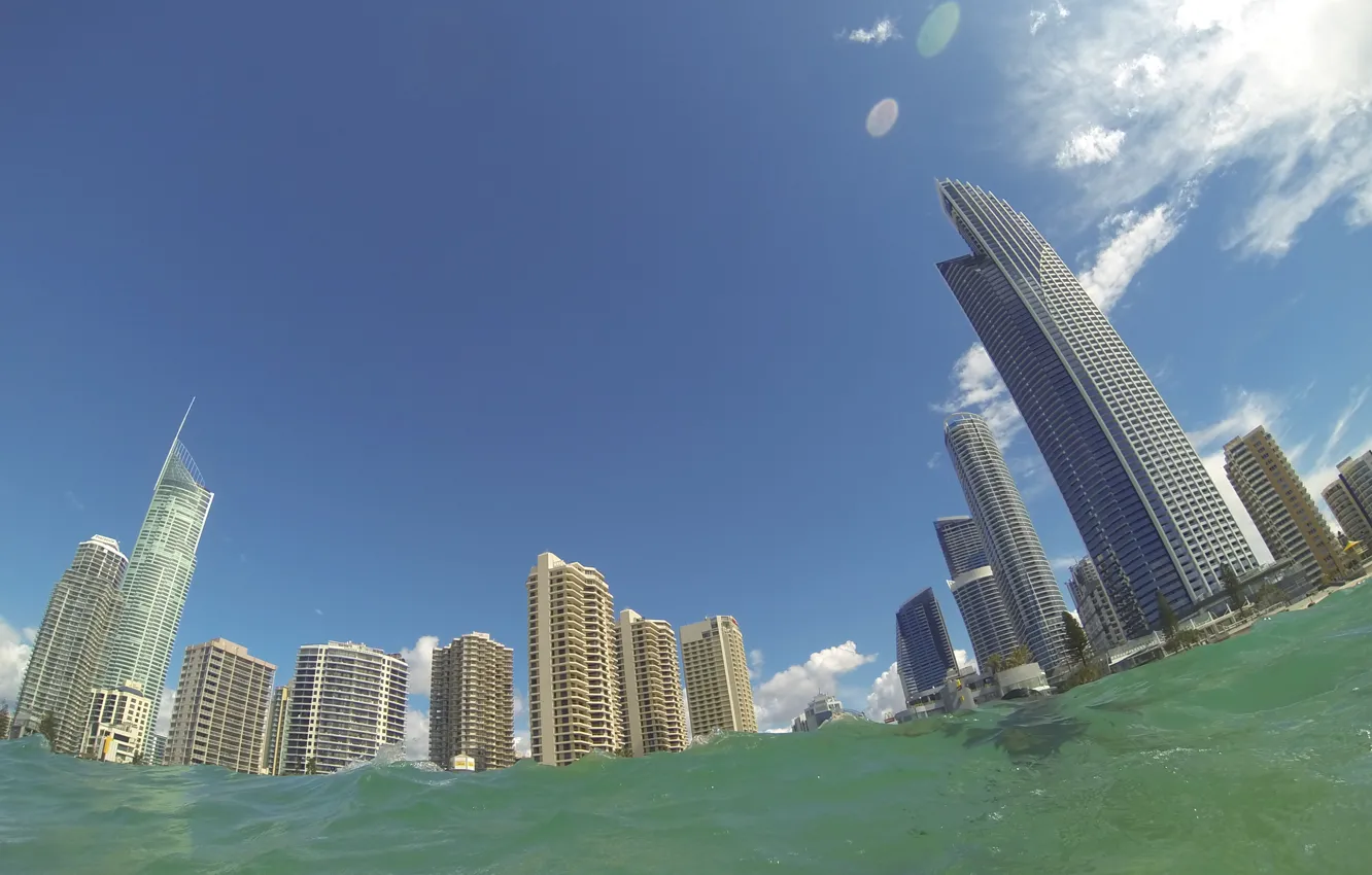 Фото обои море, небоскребы, Австралия, Голд кост