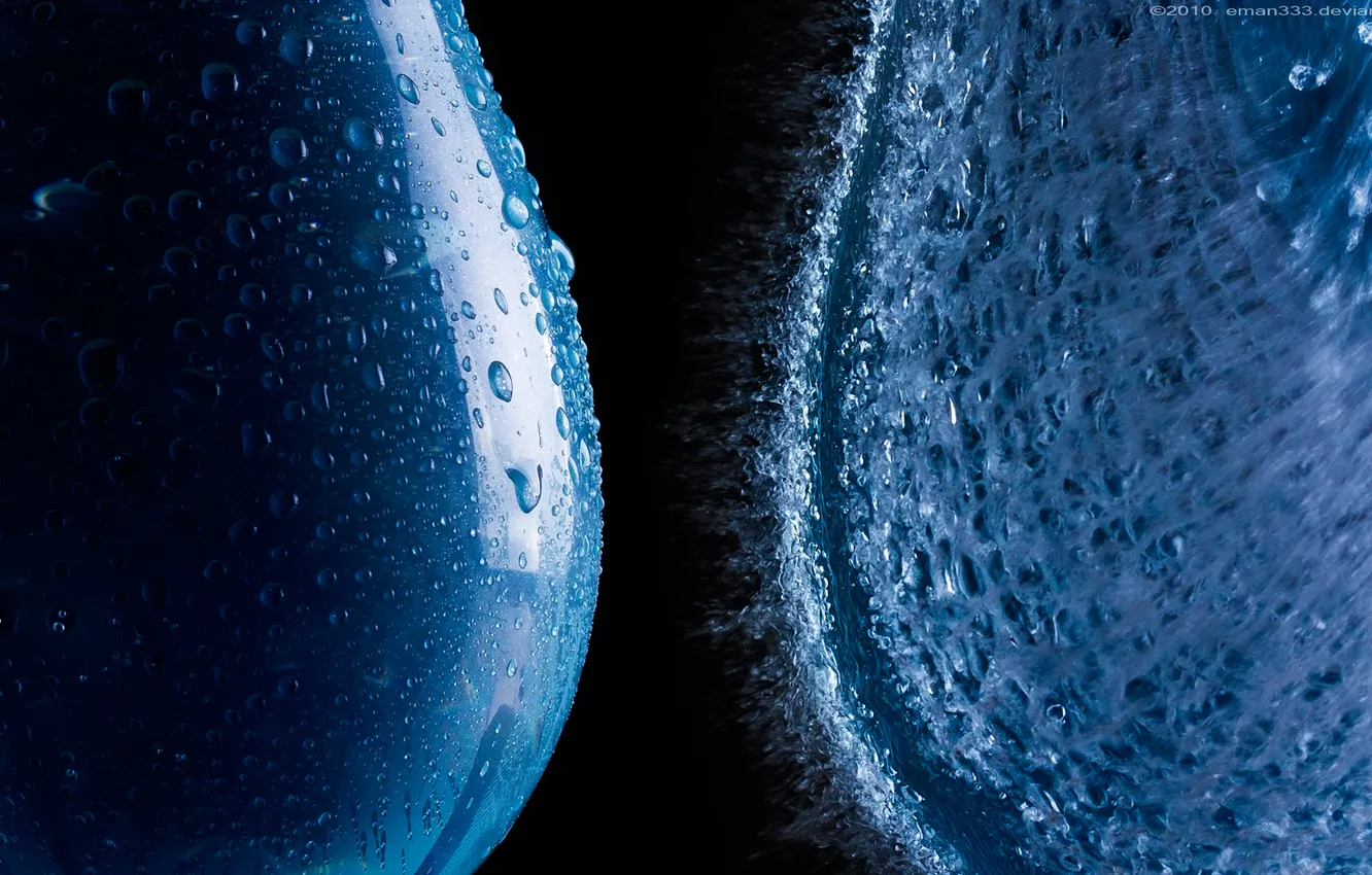 Фото обои капли, взрыв, шар, Вода, всплеск, водяной шар, ликид