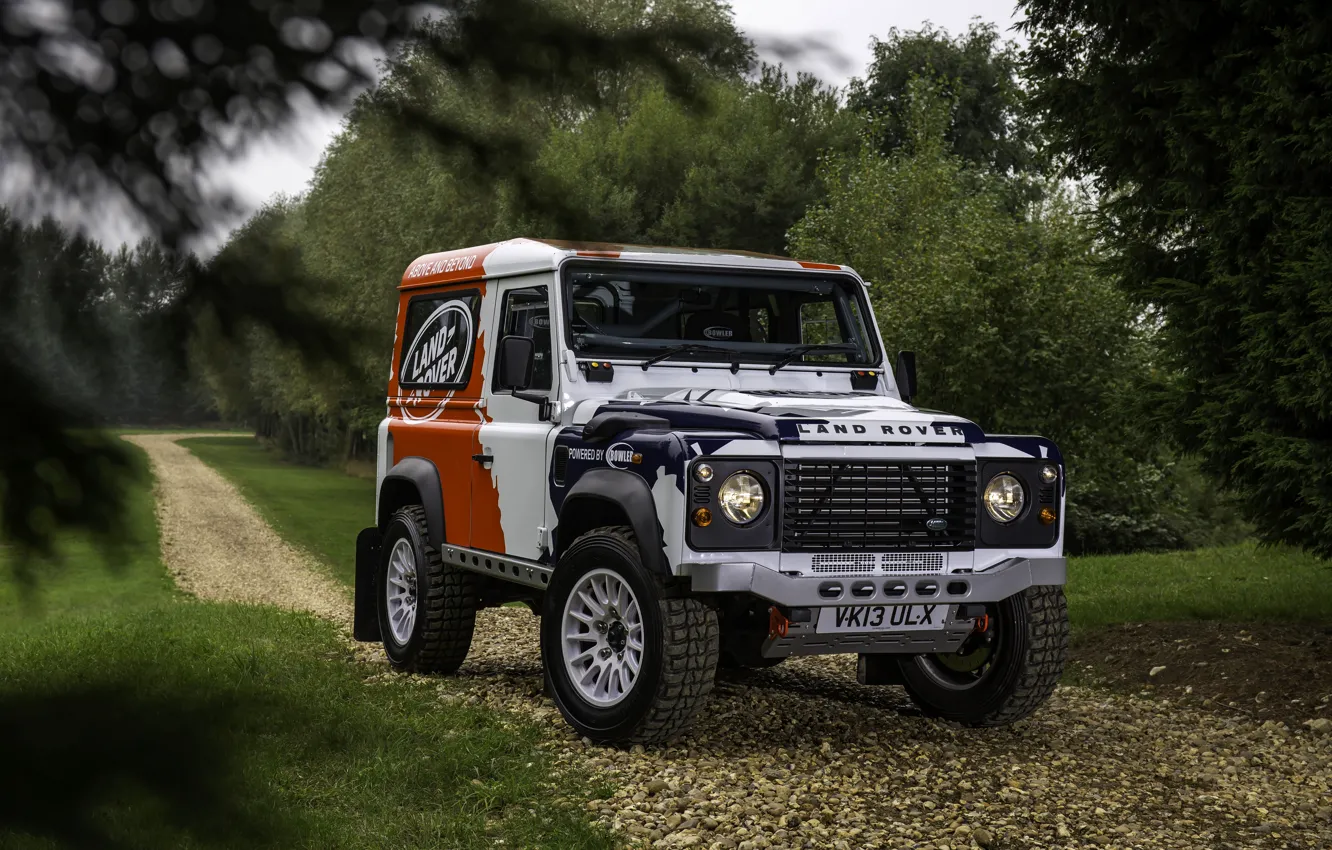 Фото обои зелень, Land Rover, Defender, 2013, 2014, Challenge, Bowler