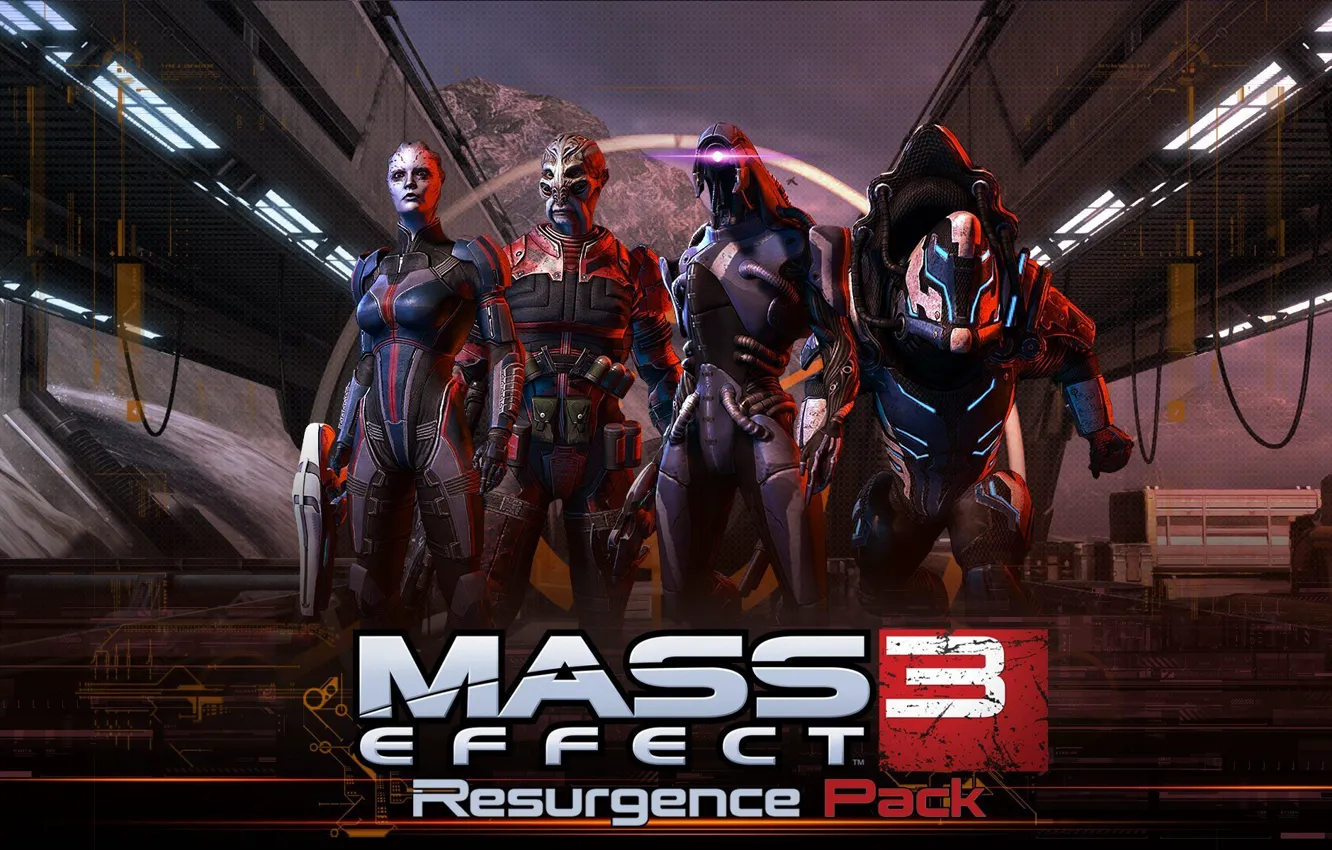 Фото обои Mass Effect, Азари, Resurgence Pack, Гет, Батарианец, Кроган