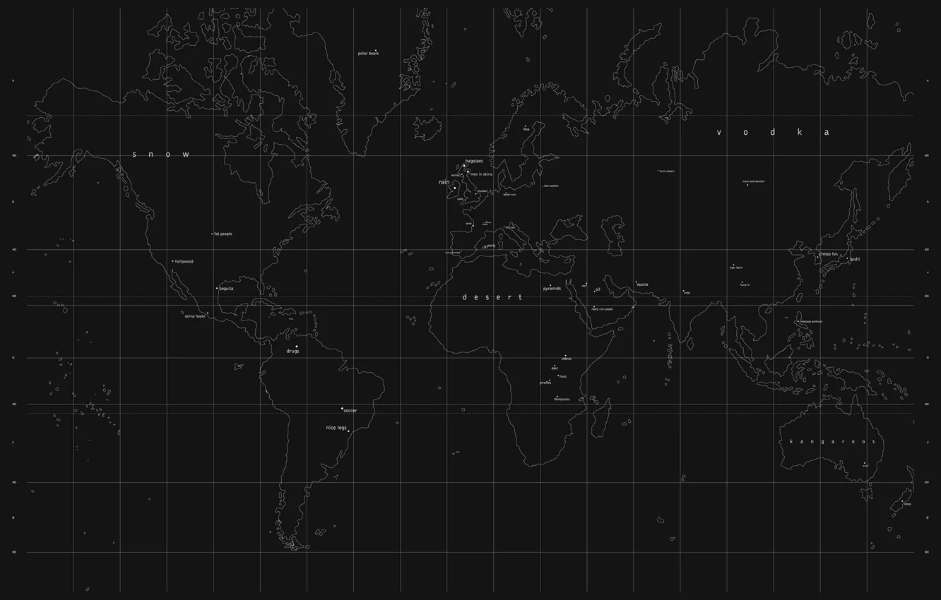 Фото обои черный, мир, карта
