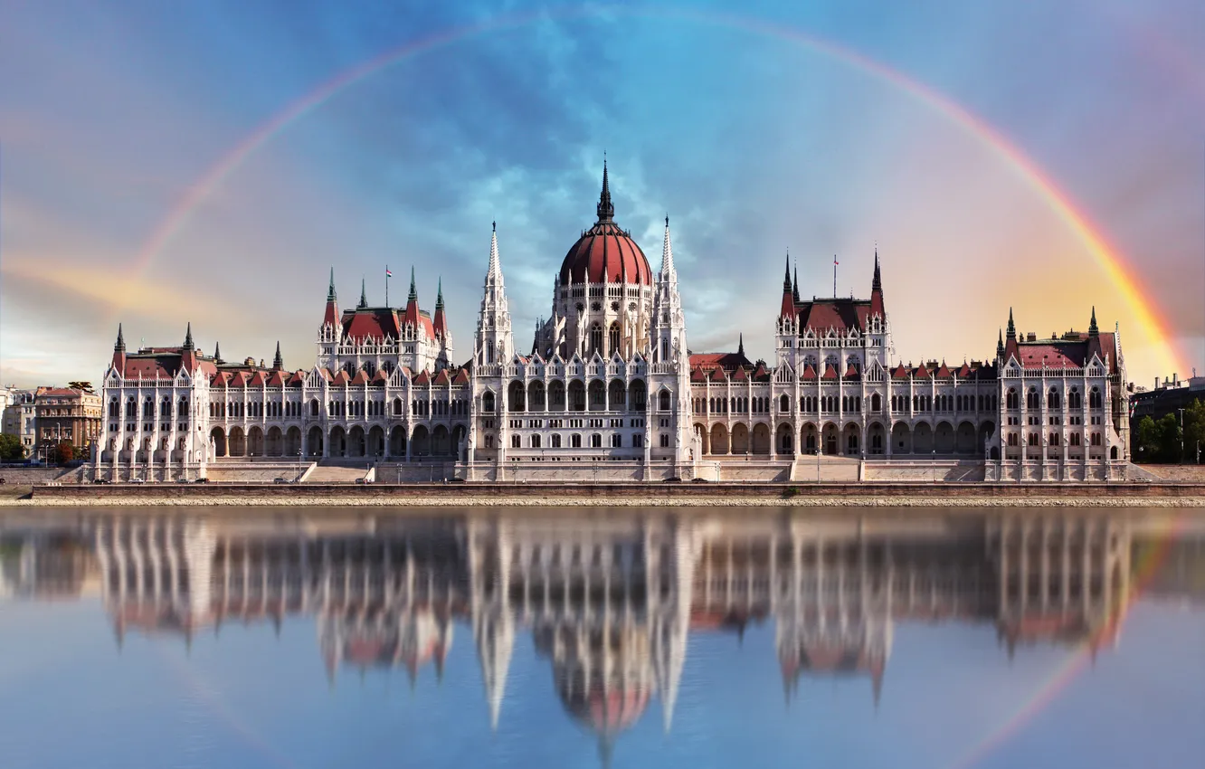 Фото обои город, река, замок, Будапешт