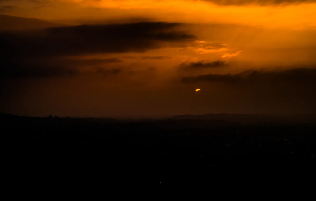 Фото обои City, Light, Clouds, Sky, Sun, Sunset, Night, Autumn
