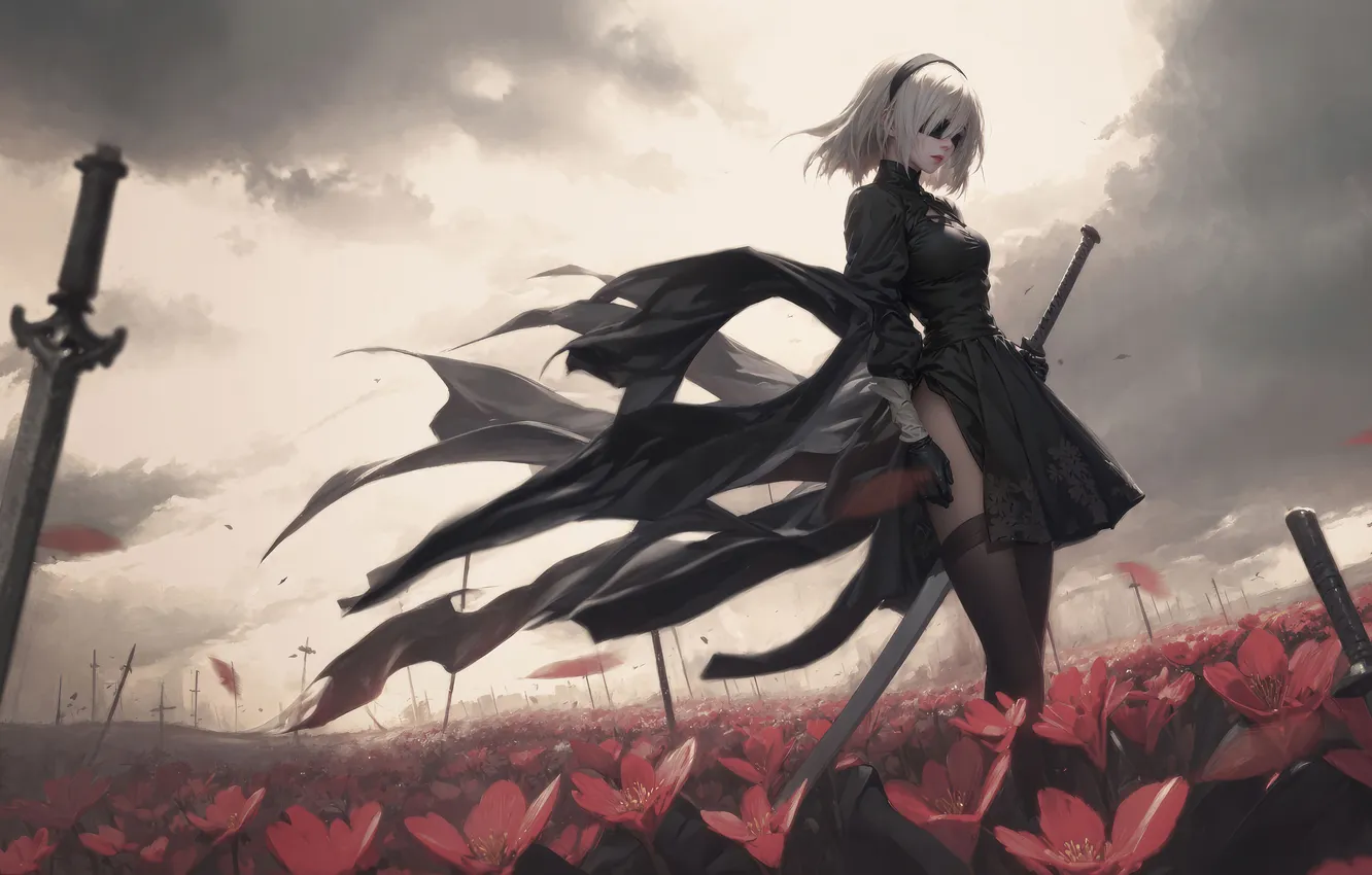 Фото обои character, games, 2b nier automata
