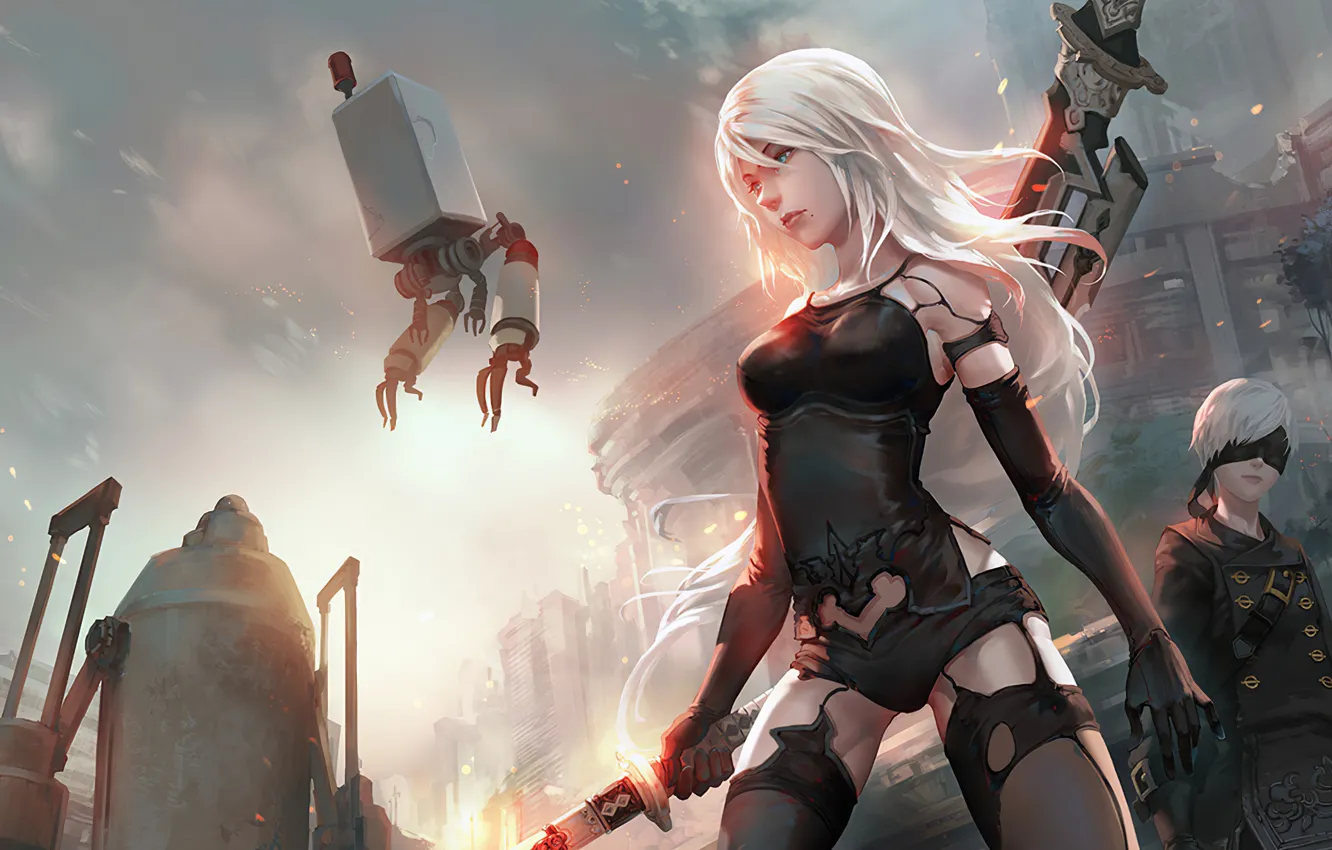 Фото обои Games, Digital Art, Artwork, Artist, Nier Automata, Artstation