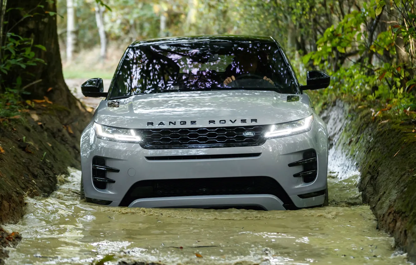 Фото обои Range Rover, бездорожье, Evoque, P300, HSE, 2019, Black Pack, R-Dynamic