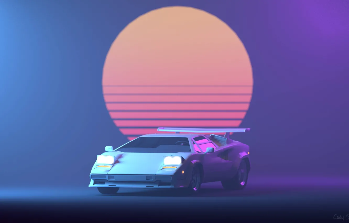 Фото обои Музыка, Lamborghini, Фон, 80s, Countach, Lamborghini Countach, 80's, Synth