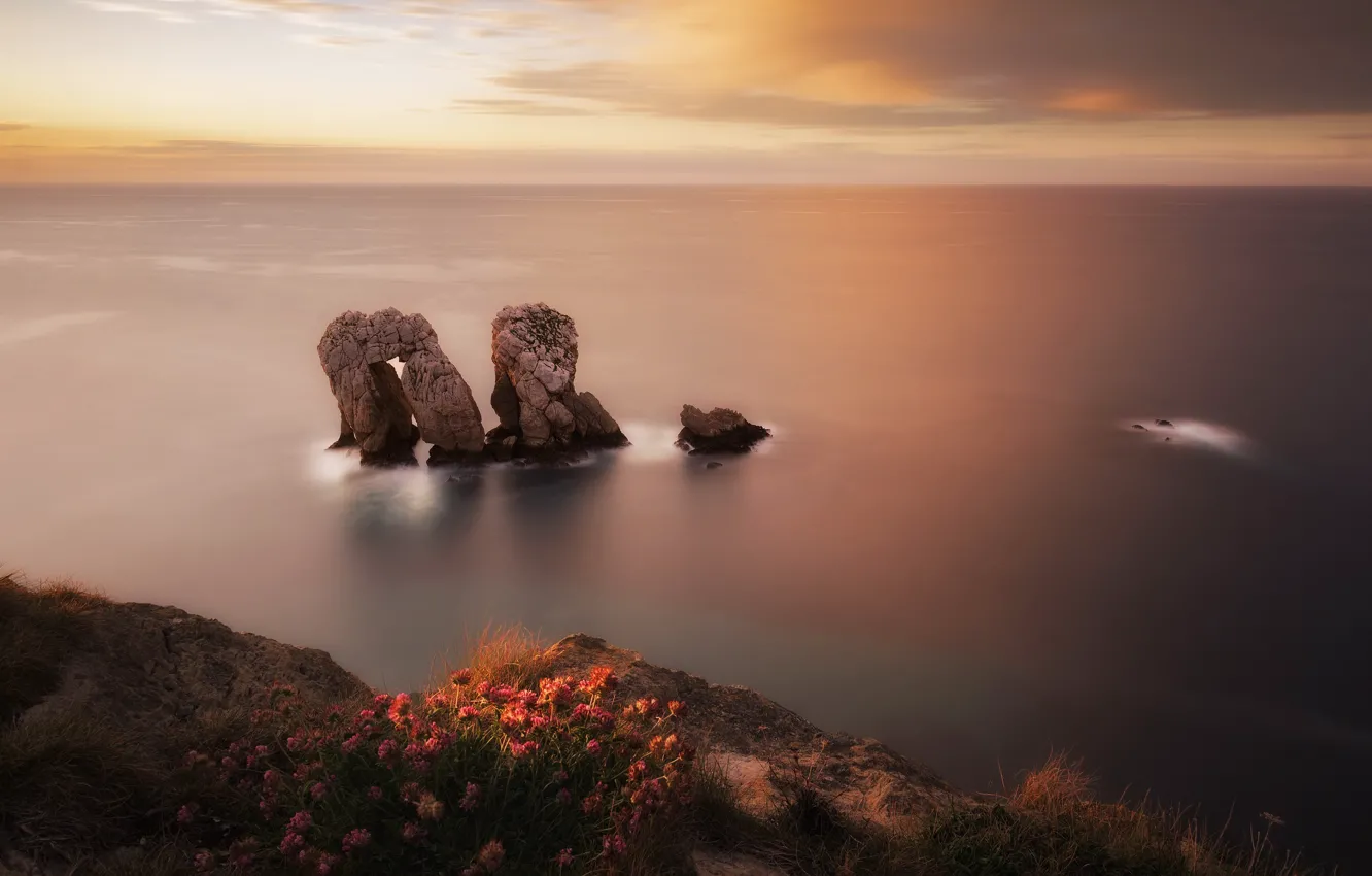 Фото обои España, Liencres, Playa de Valdearenas