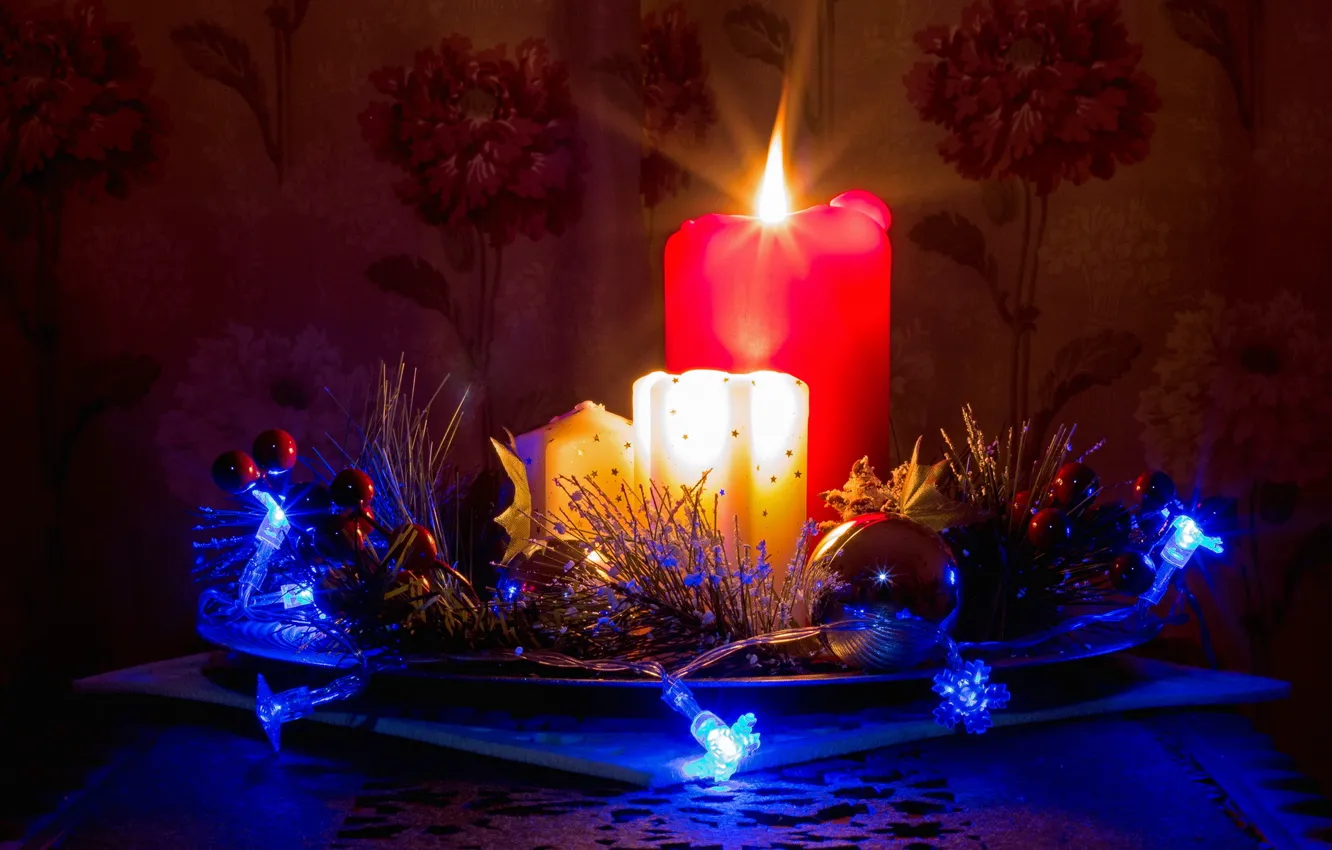 Фото обои candles, decorations, long exposure, advent
