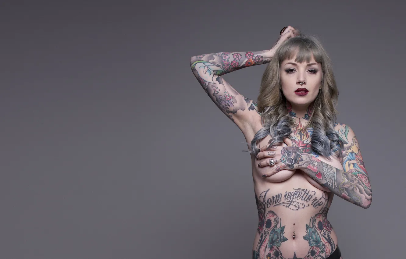 Фото обои тату, локоны, Nina Kate