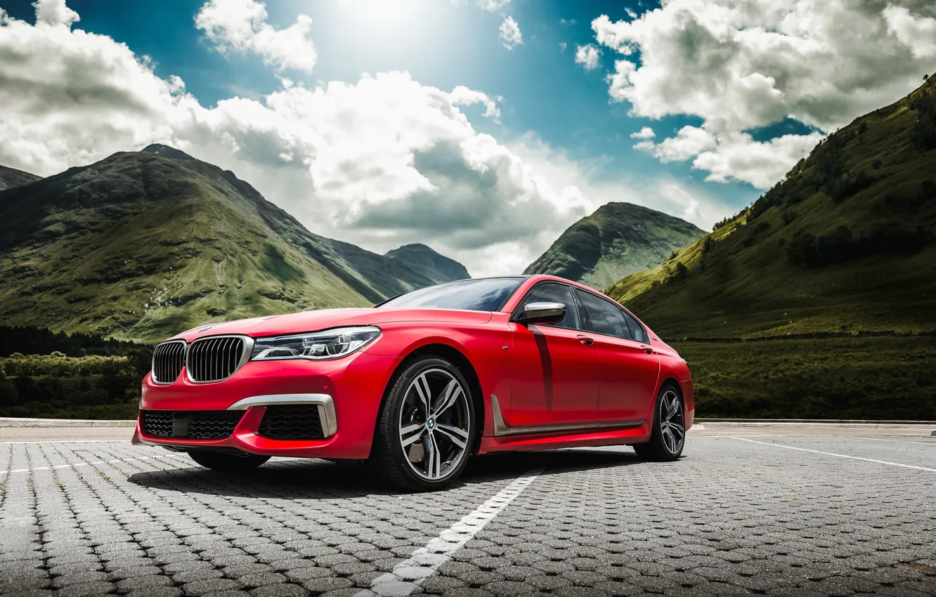 Фото обои BMW, Mountains, RED, G12, 750 Li