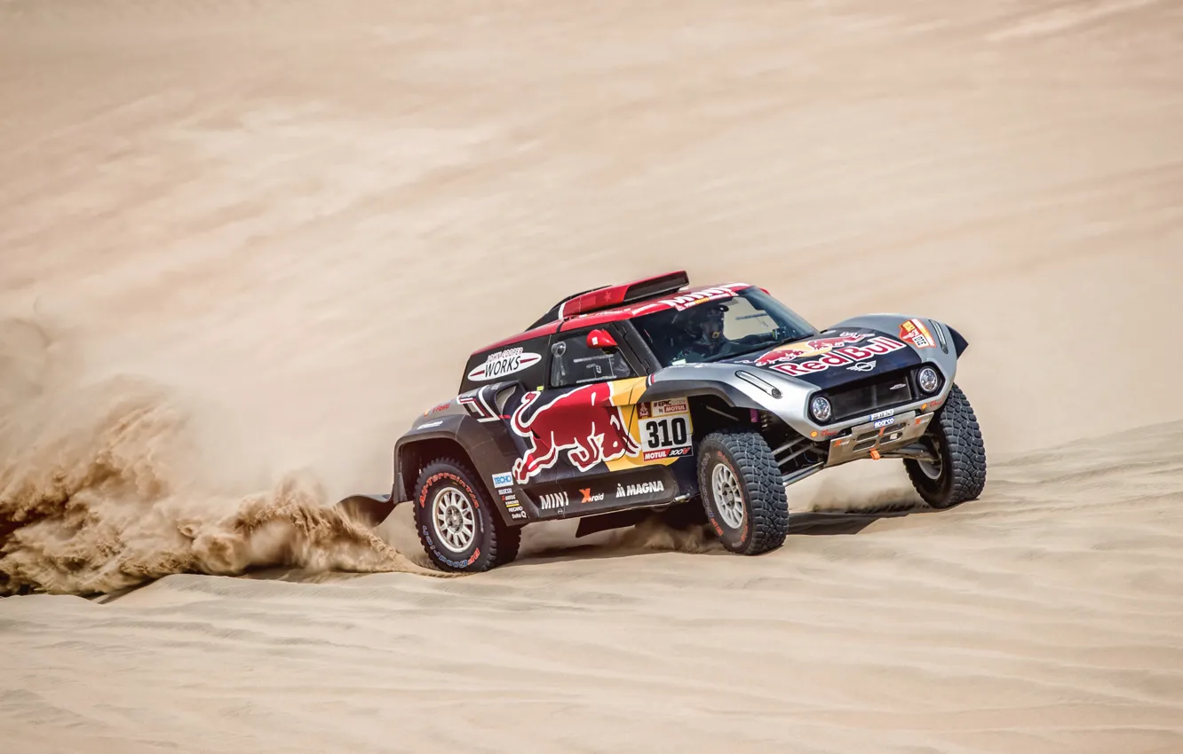Фото обои Песок, Mini, Спорт, Пустыня, Скорость, Rally, Dakar, Дакар