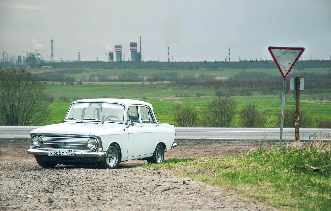 Фото обои белый, СССР, автомобиль, классика, 412, Москвич, АЗЛК, мося