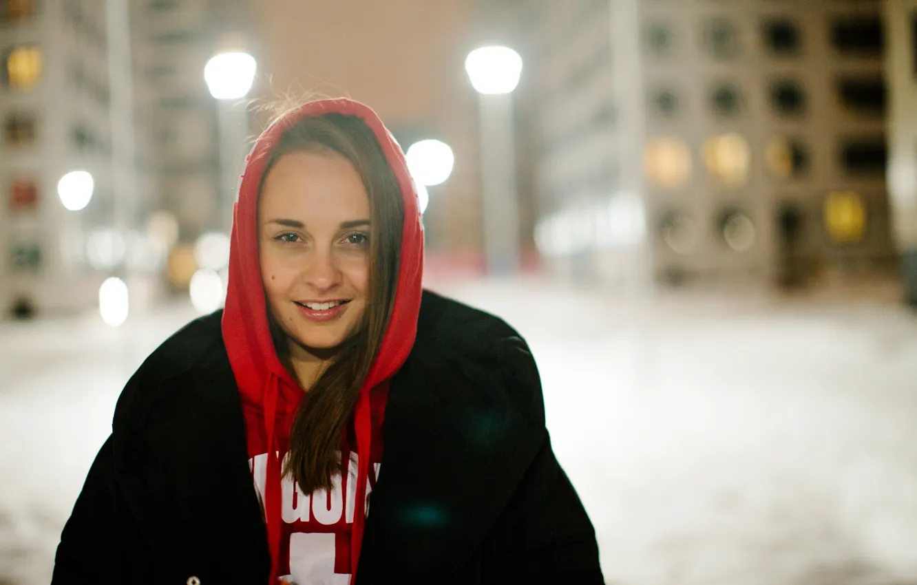 Фото обои зима, взгляд, девушка, вечер, Nastya